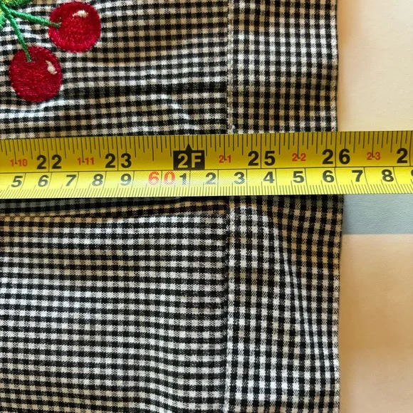 VTG Quacker Factory Womens Jacket Large Black White Gingham Button Cherry Preppy - Picture 8 of 10